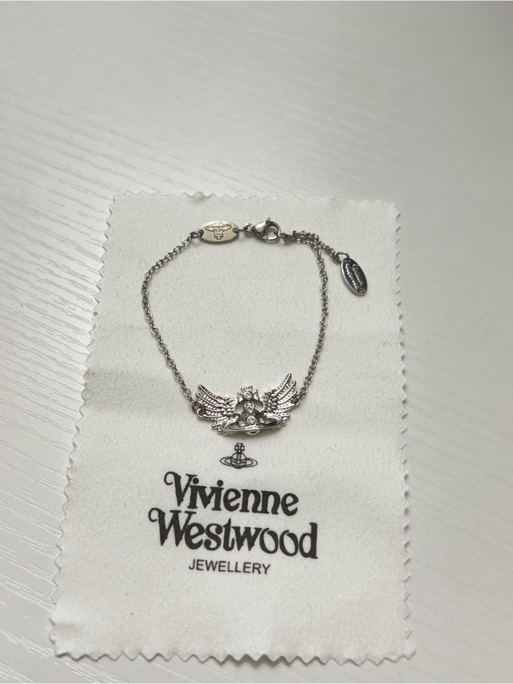 Vivienne Westwood Silver Winged Orb Charm Bracelet